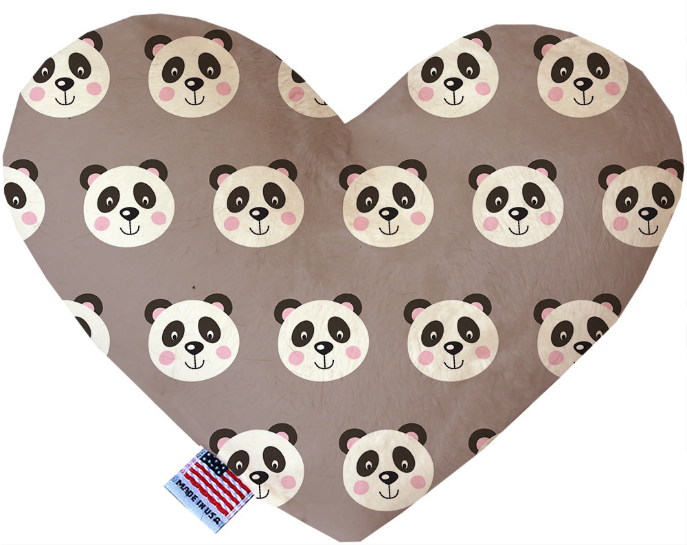 Grey Pandas 8 Inch Canvas Heart Dog Toy
