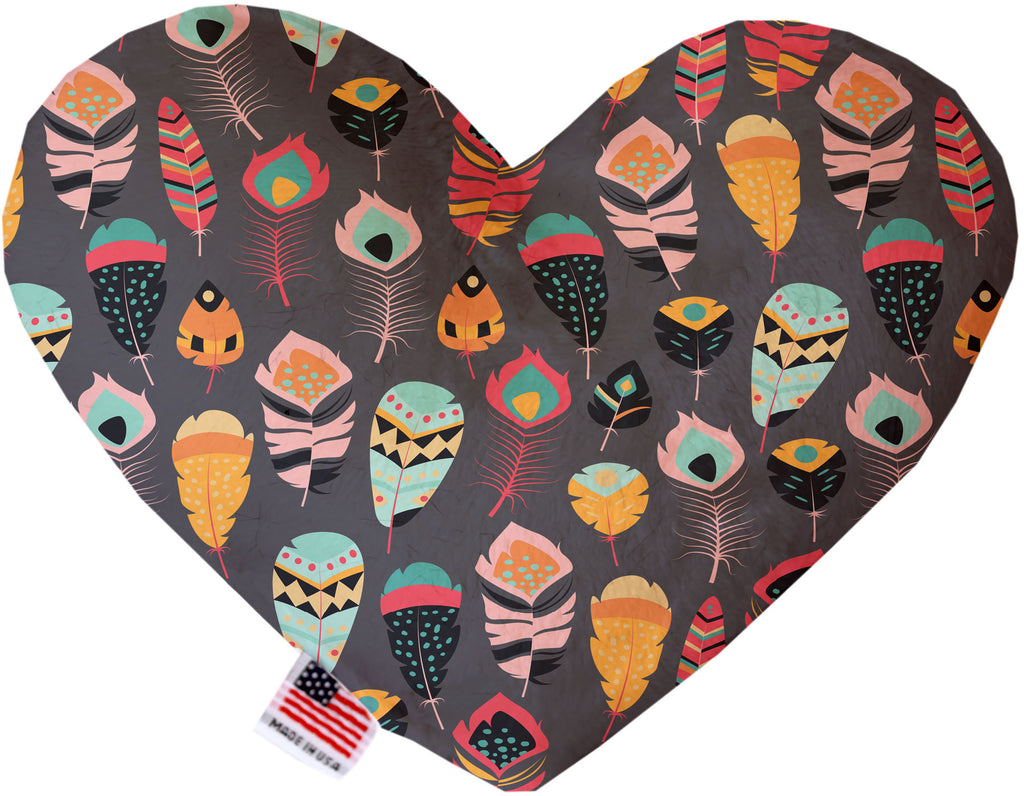 Gray Feathers Wanderlust 8 Inch Canvas Heart Dog Toy
