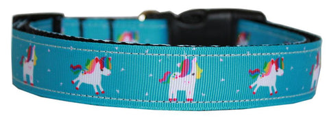 Blue Unicorn Nylon Dog Collar Md