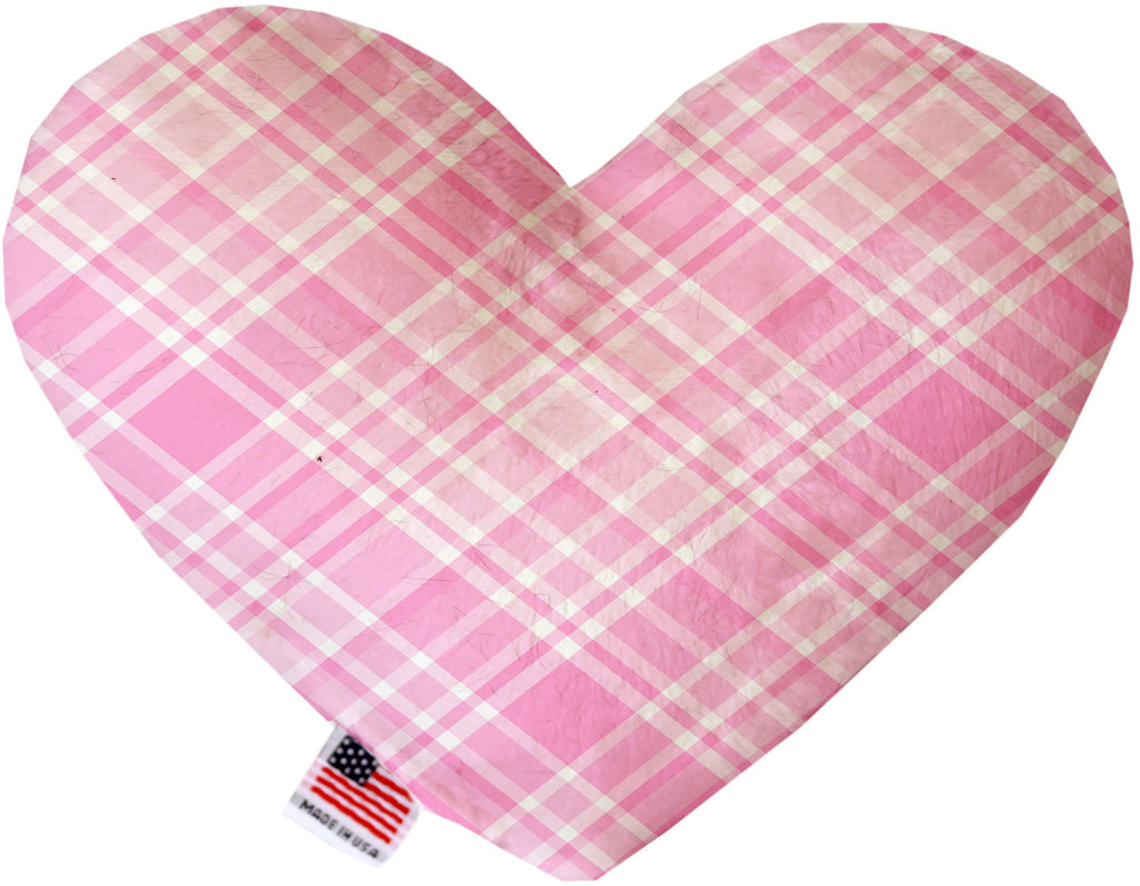 Cupid Pink Plaid 6 Inch Canvas Heart Dog Toy
