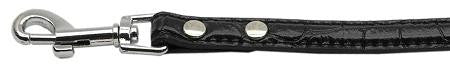 18mm Two Tier Faux Croc Collar Black 1-2" Leash