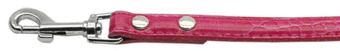 18mm  Two Tier Faux Croc Collar Pink 1-2" Leash