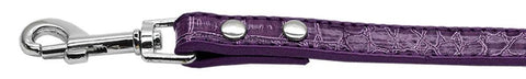 18mm  Two Tier Faux Croc Collar Purple 1-2" Leash