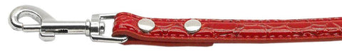 18mm  Two Tier Faux Croc Collar Red 1-2" Leash