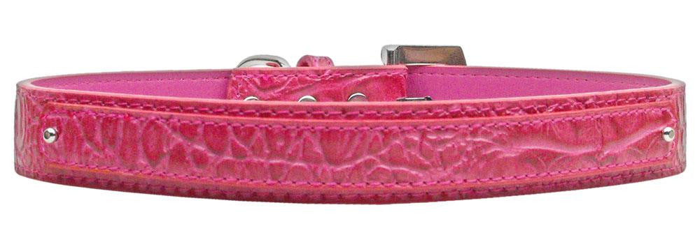 18mm Two Tier Faux Croc Collar Pink Large