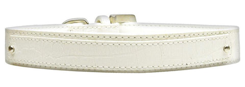 18mm  Two Tier Faux Croc Collar White Medium