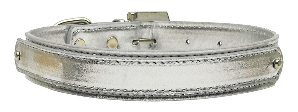 3-4" (18mm) Metallic Two-Tier Collar Silver Medium