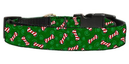 Candy Cane Bones Nylon and Ribbon Collars . Extra Small