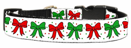 Christmas Bows Nylon Dog Collar Xl
