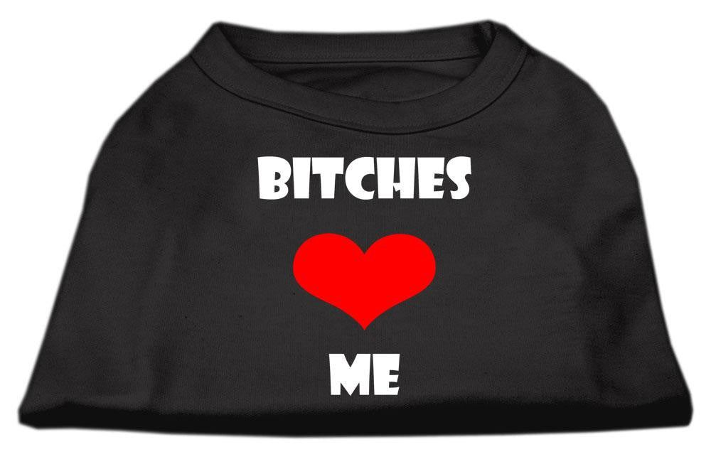Bitches Love Me Screen Print Shirts Black Sm (10)