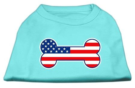 Bone Shaped American Flag Screen Print Shirts Aqua L (14)