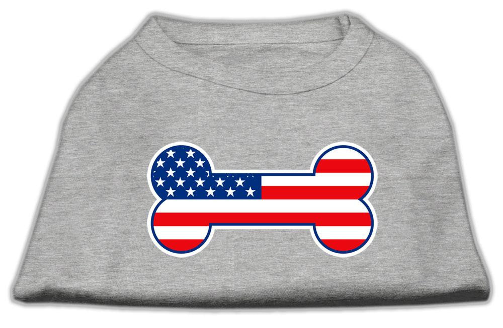 Bone Shaped American Flag Screen Print Shirts Grey L (14)