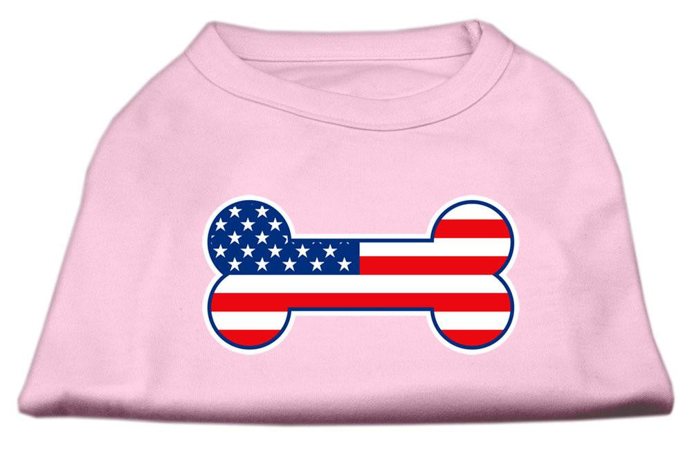 Bone Shaped American Flag Screen Print Shirts Light Pink XL (16)