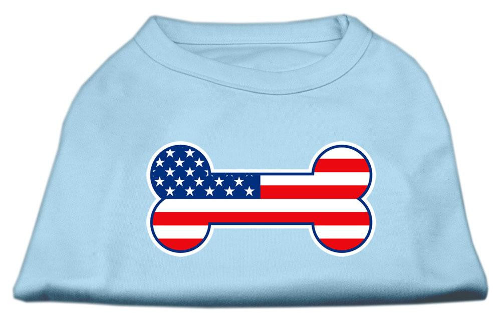 Bone Shaped American Flag Screen Print Shirts Baby Blue XXL (18)