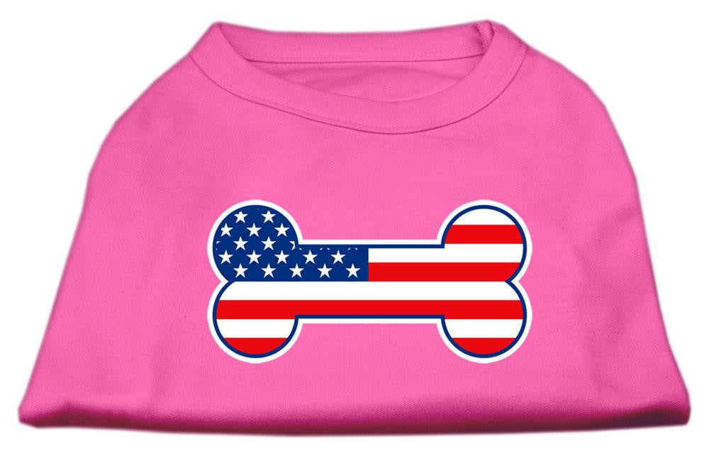 Bone Shaped American Flag Screen Print Shirts Bright Pink XXXL(20)