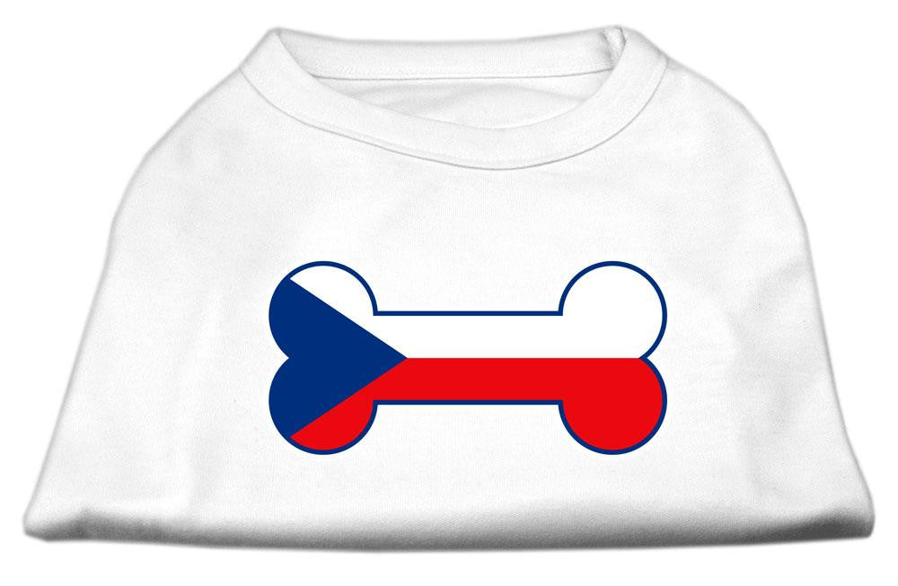 Bone Shaped Czech Republic Flag Screen Print Shirts White XXXL(20)