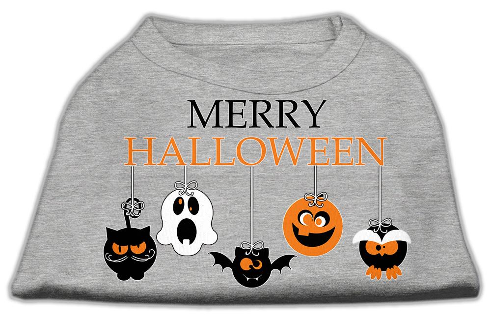 Merry Halloween Screen Print Dog Shirt Grey Lg (14)