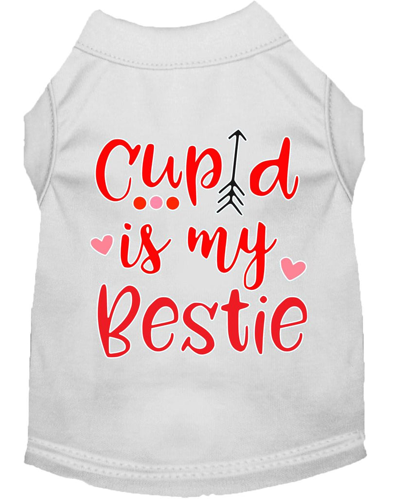 Cupid Is My Bestie Screen Print Dog Shirt White Xl (16)