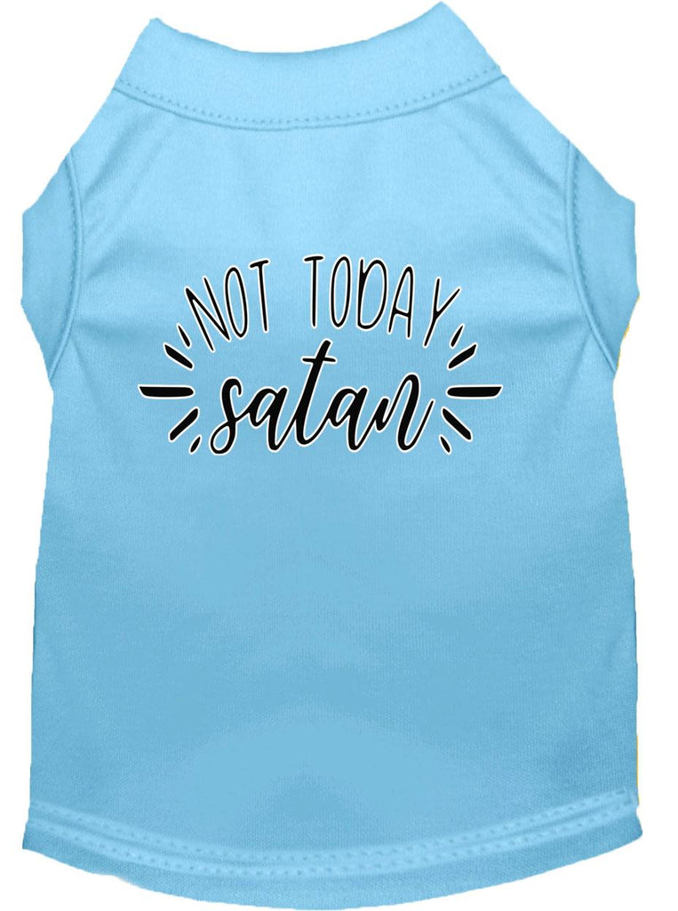 Not Today Satan Screen Print Dog Shirt Baby Blue Med (12)