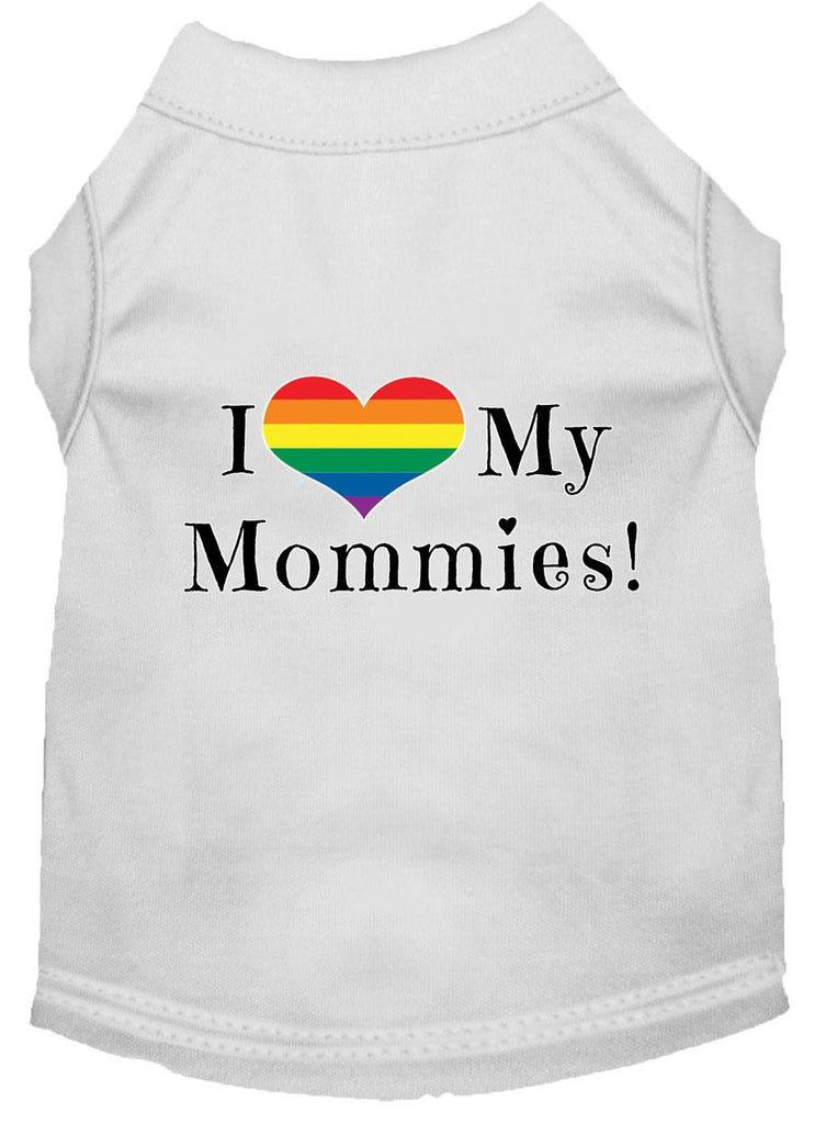 I Heart My Mommies Screen Print Dog Shirt White Xxl