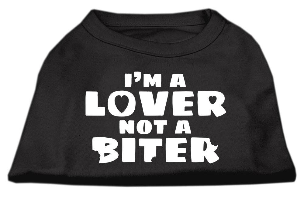 I'm a Lover not a Biter Screen Printed Dog Shirt Black Lg (14)
