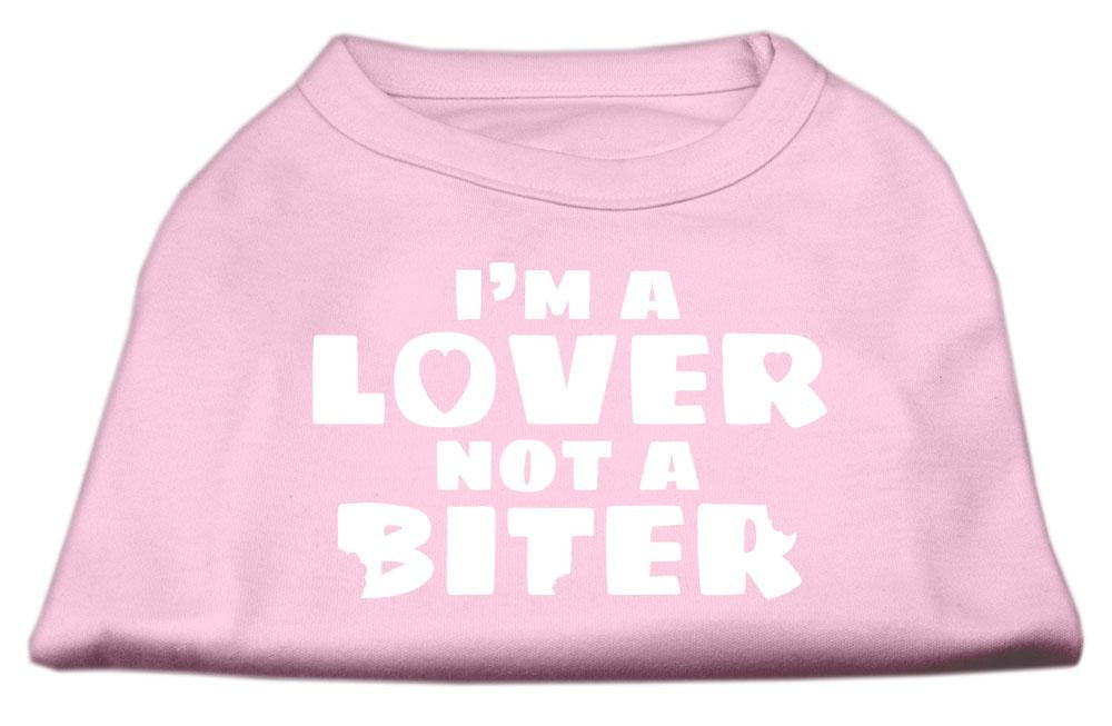 I'm a Lover not a Biter Screen Printed Dog Shirt Light Pink XS (8)