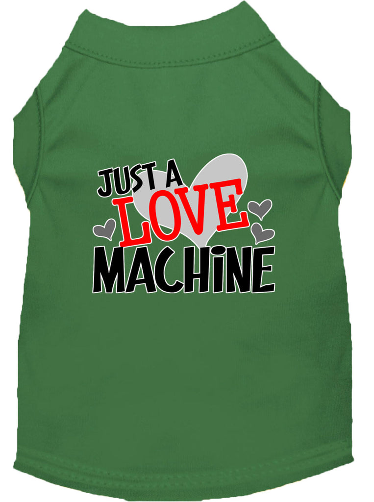 Love Machine Screen Print Dog Shirt Green Xs