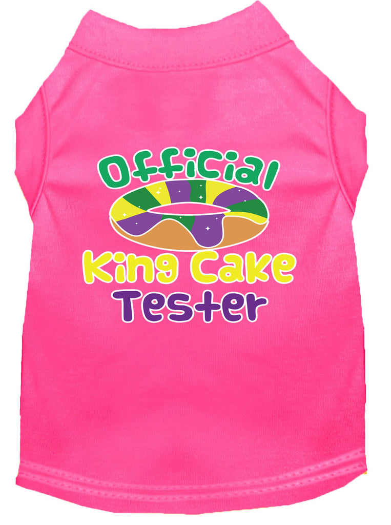 King Cake Taster Screen Print Mardi Gras Dog Shirt Bright Pink Xxxl