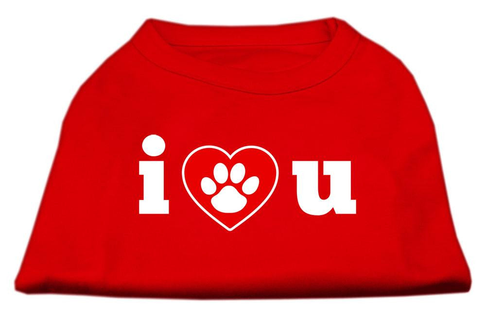 I Love U Screen Print Shirt Red XS (8)
