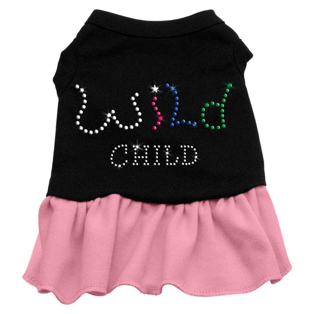Rhinestone Wild Child Dress Black with Pink Lg (14)