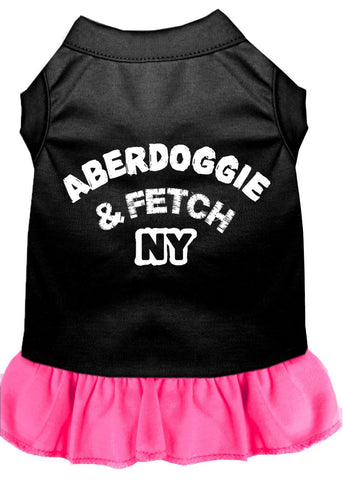 Aberdoggie Ny Screen Print Dress Black With Bright Pink Lg (14)