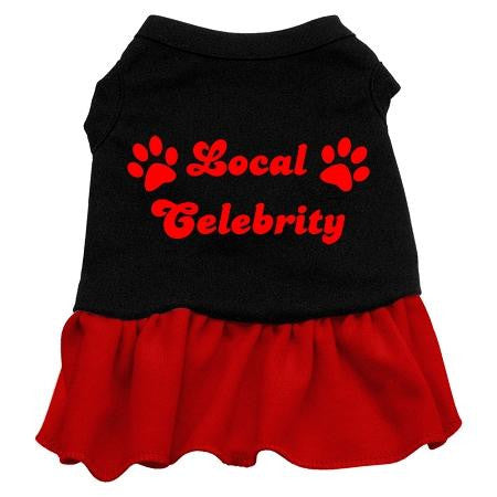 Local Celebrity Screen Print Dress Black with Red XS (8)