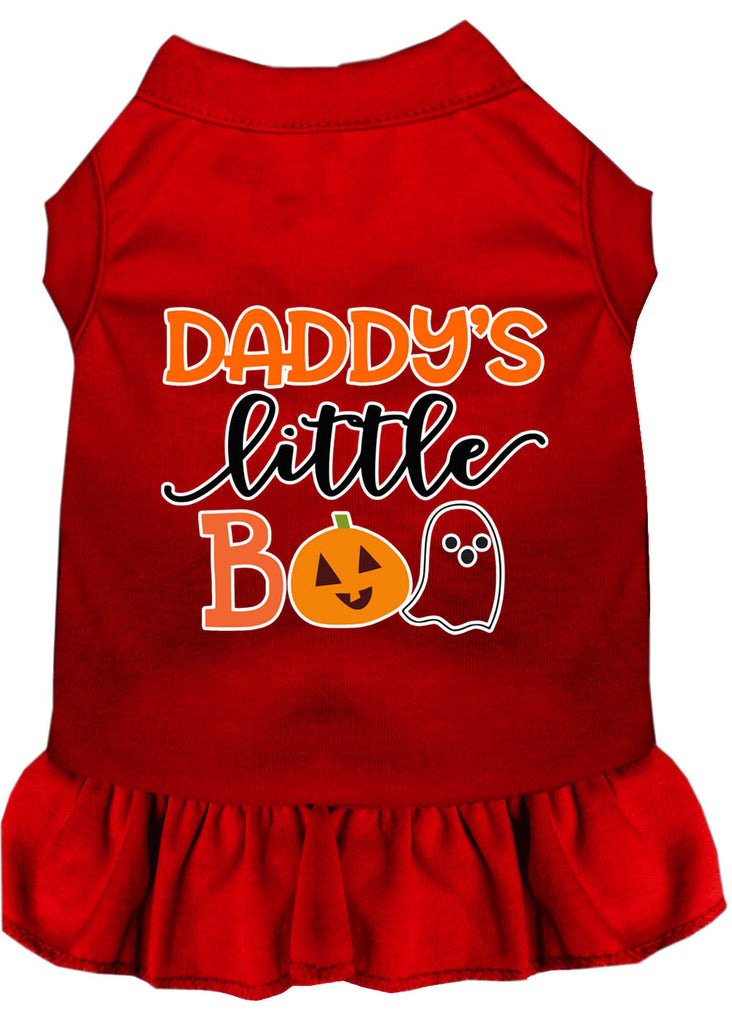 Daddy's Little Boo Screen Print Dog Dress Red Xxl