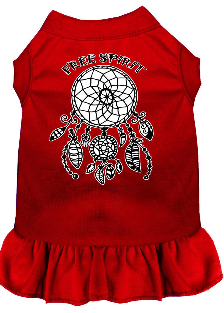 Free Spirit Screen Print Dog Dress Red Med (12)