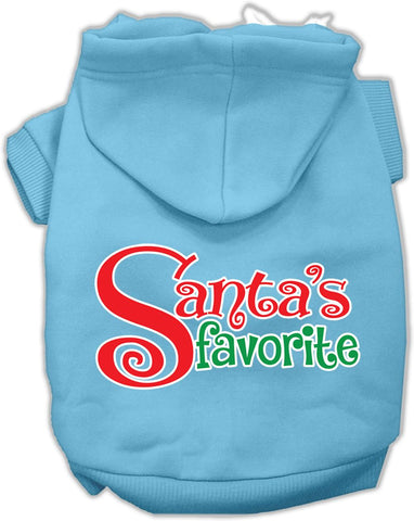 Santas Favorite Screen Print Pet Hoodie Baby Blue Med (12)