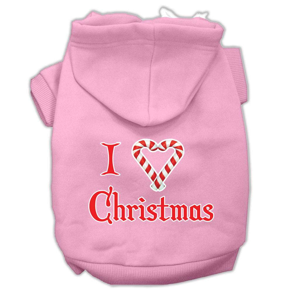 I Heart Christmas Screen Print Pet Hoodies Light Pink Size Sm (10)