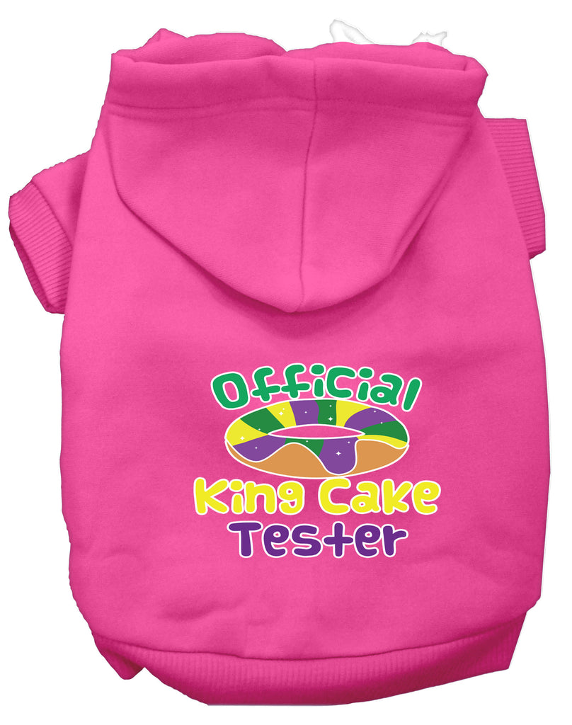 King Cake Taster Screen Print Mardi Gras Dog Hoodie Bright Pink L