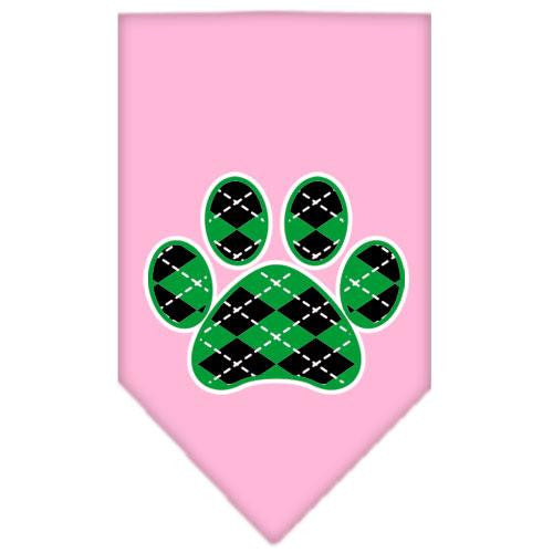 Argyle Paw Green Screen Print Bandana Light Pink Large