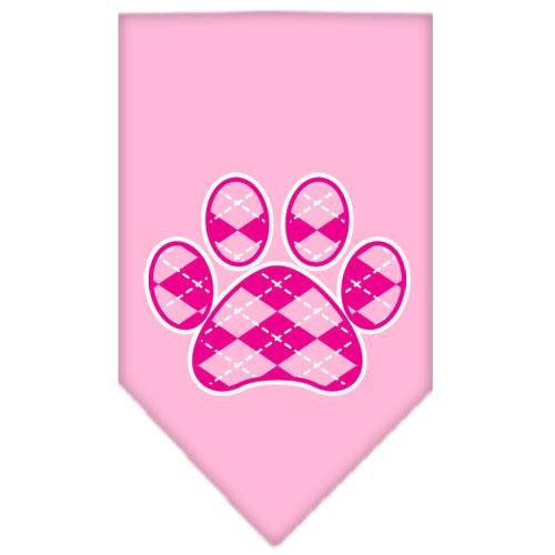 Argyle Paw Pink Screen Print Bandana Light Pink Large