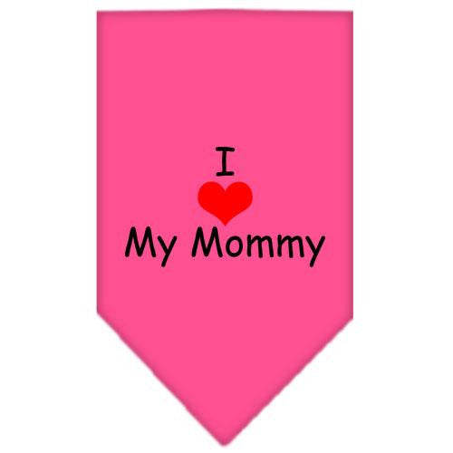 I Heart My Mommy Screen Print Bandana Bright Pink Large