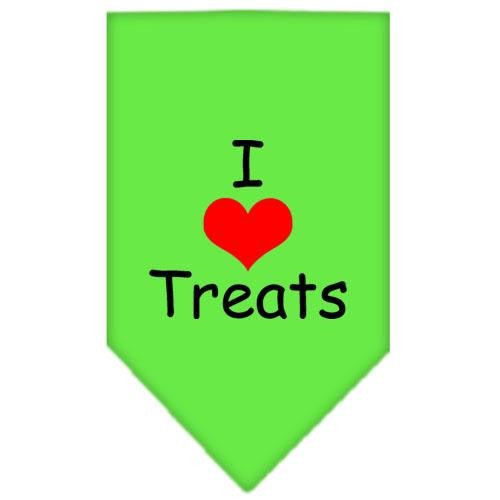 I Heart Treats Screen Print Bandana Lime Green Small