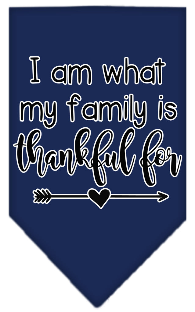 I Am What My Family Is Thankful For Screen Print Bandana Navy Blue Small