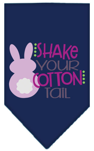 Shake Your Cotton Tail Screen Print Pet Bandana Navy Blue Large