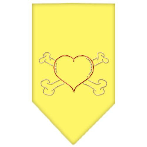 Heart Crossbone Rhinestone Bandana Yellow Large