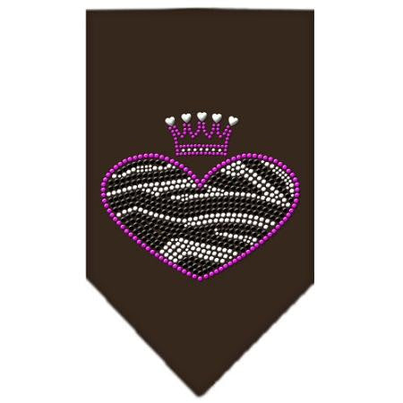Zebra Heart Rhinestone Bandana Brown Large