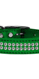 Two Row Clear Crystal Metallic Leather Emerald Green 16
