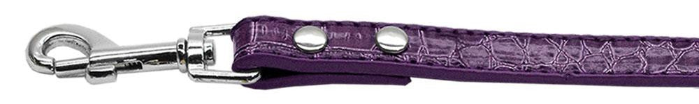 3-8" (10mm) Faux Croc Two Tier Collars Purple 1-2" Leash