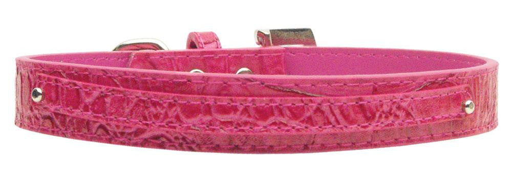 3-8" (10mm) Faux Croc Two Tier Collars Pink Large