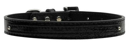 3-8" (10mm) Faux Croc Two Tier Collars Black Small