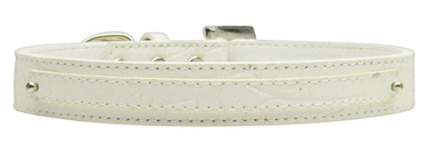 3-8" (10mm) Faux Croc Two Tier Collars White Small